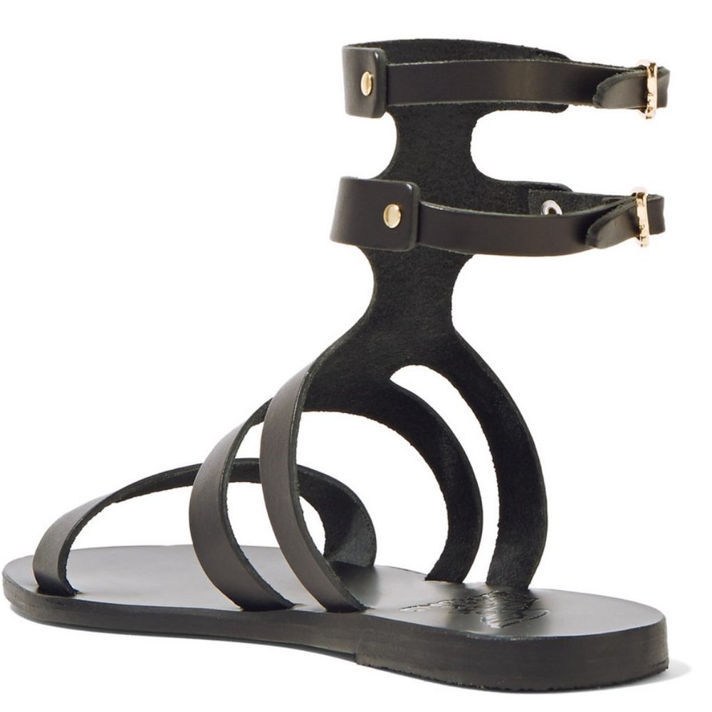 New Anthropologie Black Jessica Leather Sandals - Picture 5 of 9